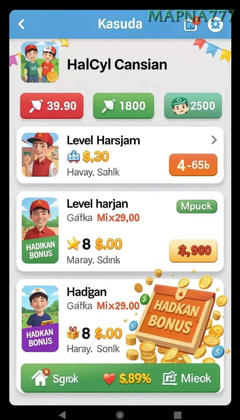 Cuplikan layar EVENTS — menu navigasi